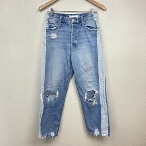 Mother Superior The Trasher Wide Leg Striped Loose Fit Jeans Size 28